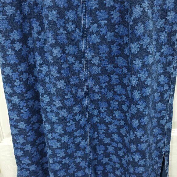 VTG Denim Floral Print Midi Skirt W/Drawstring Waist 8 Blue - Picture 10 of 15
